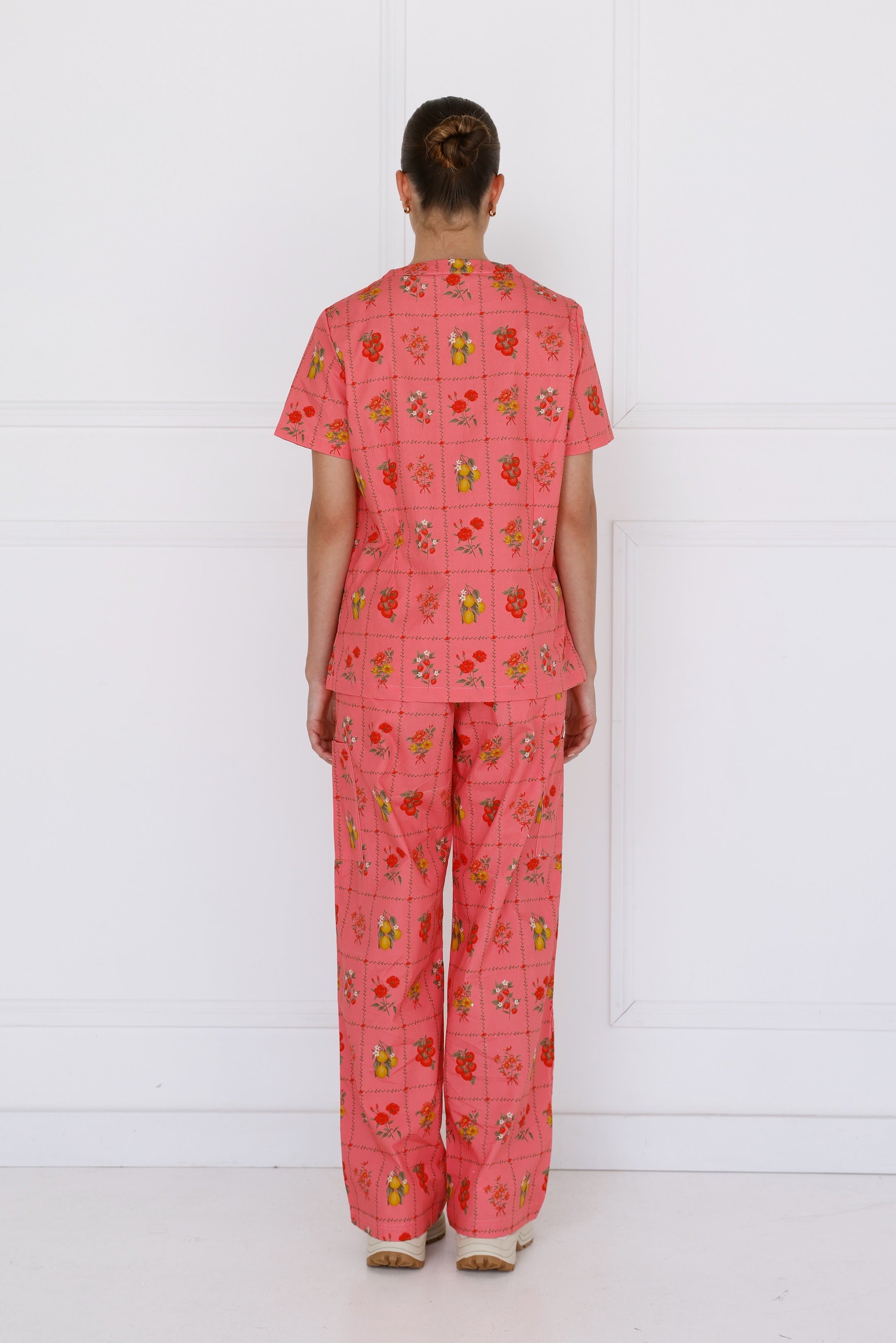 Flora Women’s Cotton Scrub Set – back view showing relaxed fit and soft cotton texture