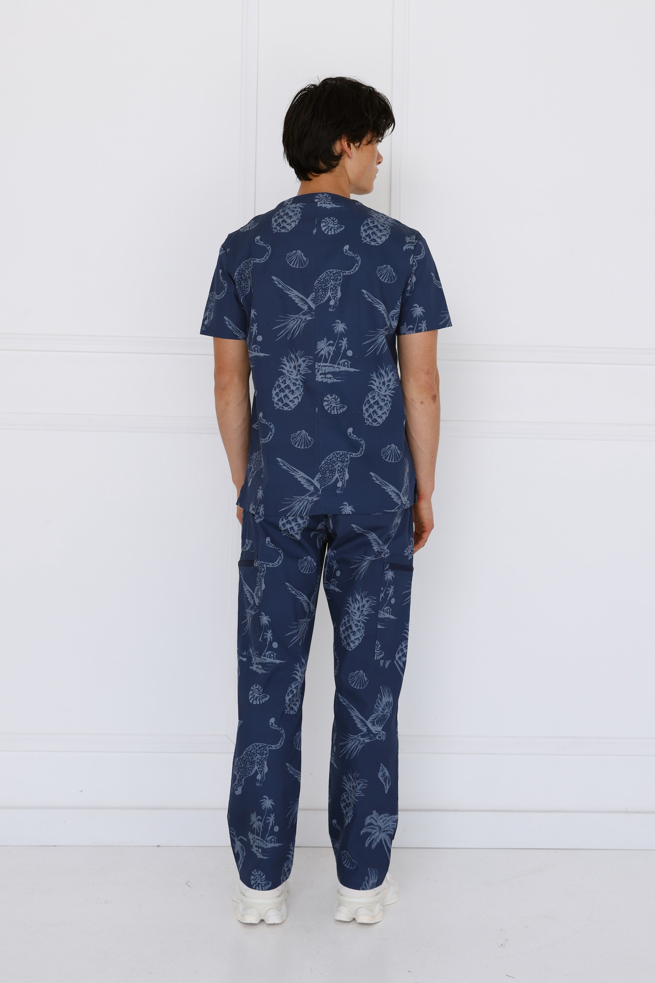 Midnight Men’s 100% Cotton Scrub Set - back view showing relaxed fit.