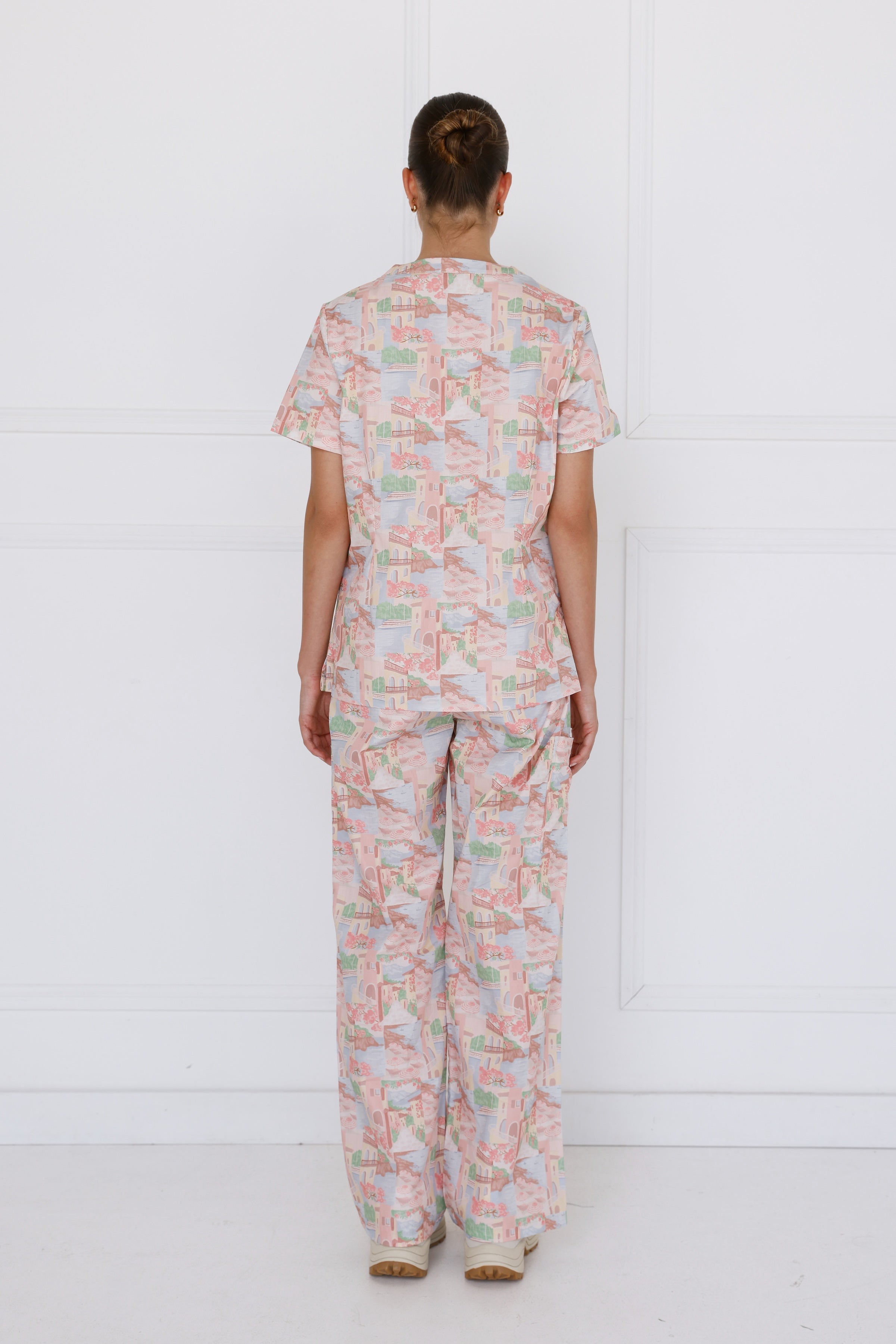 Riviera Women’s 100% Cotton Scrub Set - back view showing comfortable fit and natural cotton drape