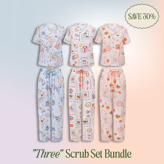 "Three" Scrub Set Bundle