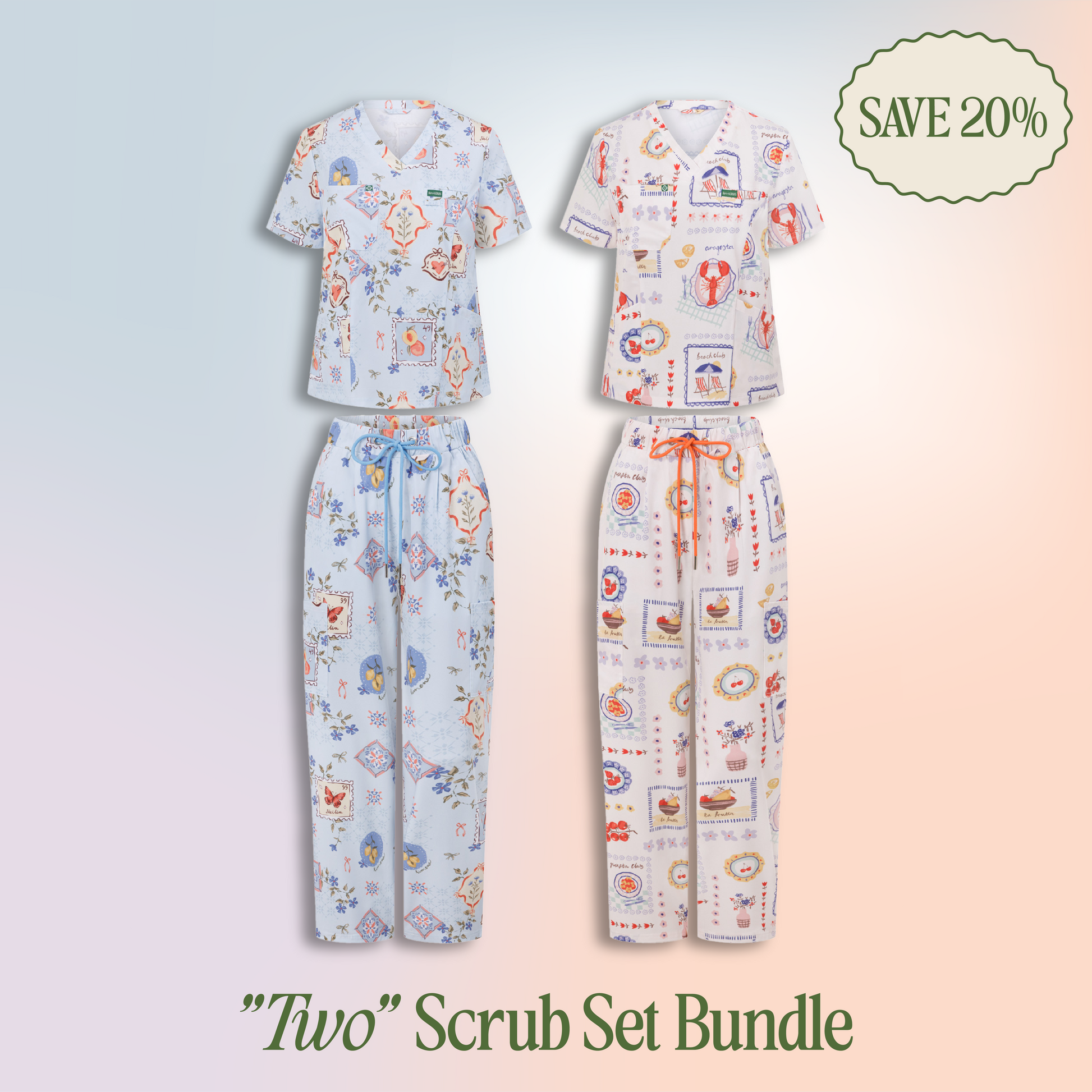 "Two" Scrub Set Bundle