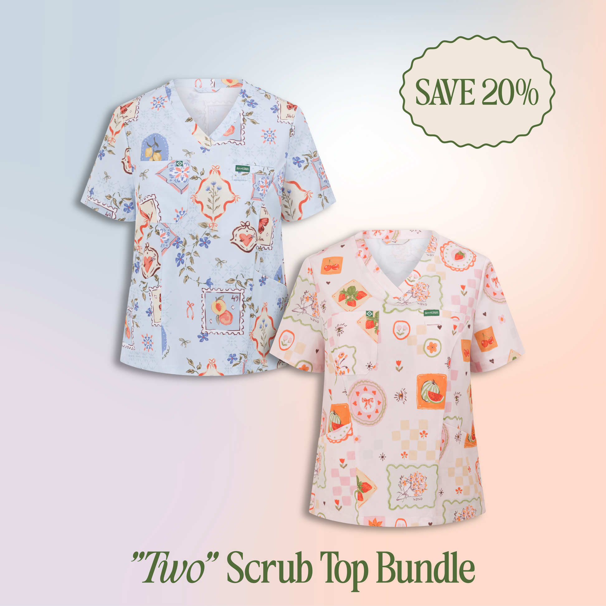 "Two" Scrub Top Bundle