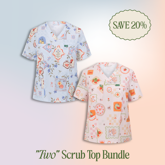 "Two" Scrub Top Bundle