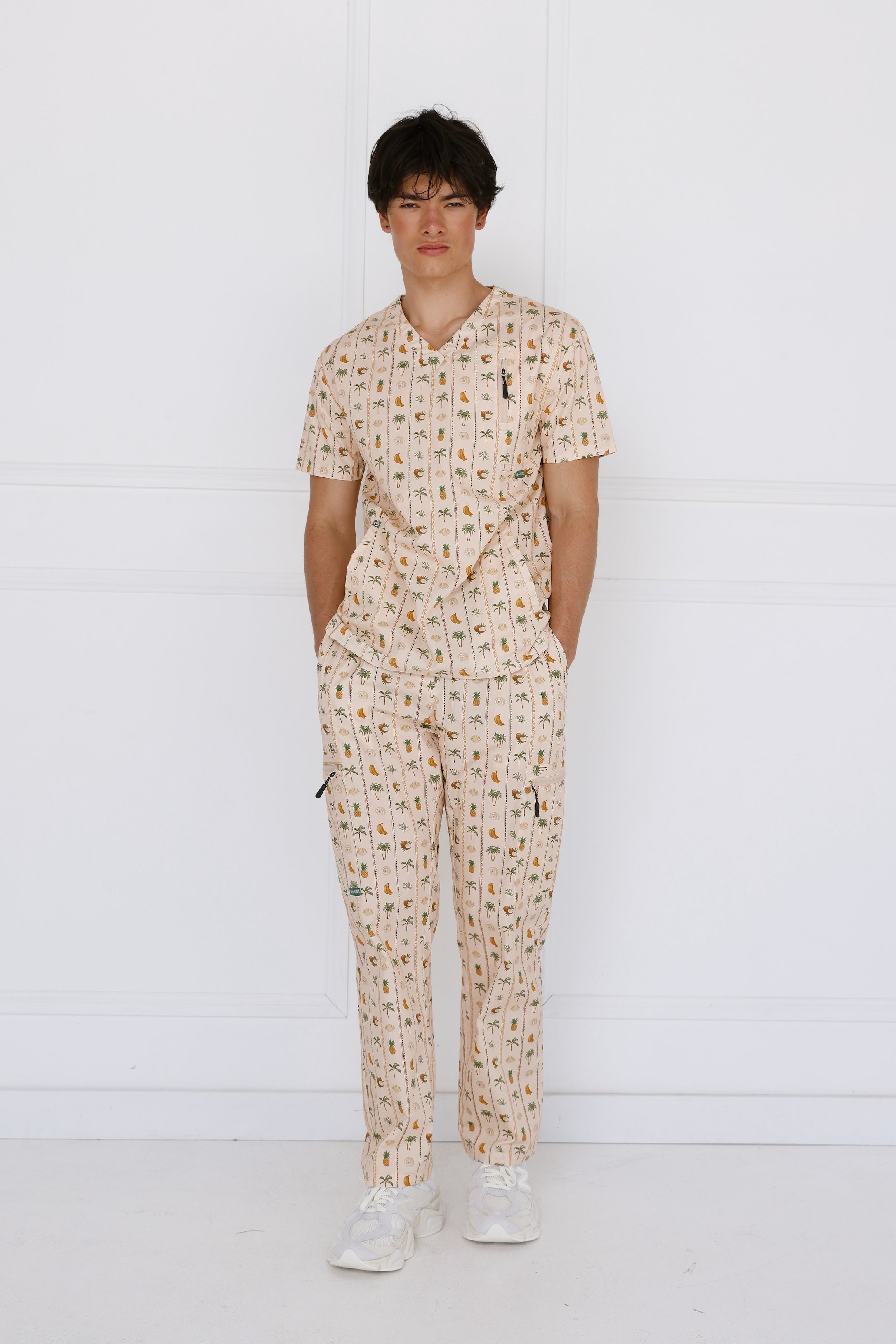 Front view of Cabo Men’s Performance Scrub Set highlighting sleek design, breathable fabric, and functional pockets.