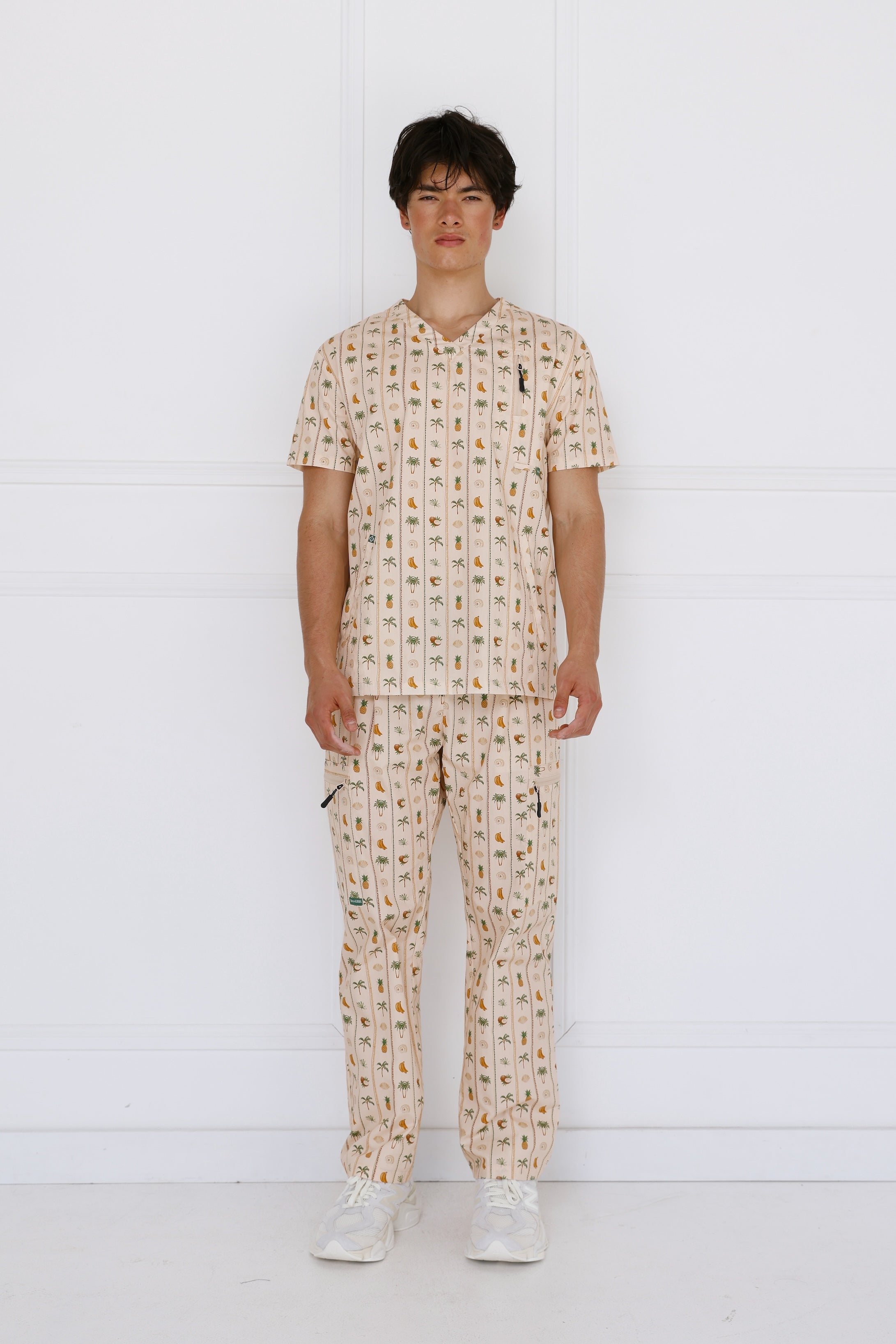 Cabo Men’s Performance Scrub Set - front view showing modern fit, lightweight stretch fabric, and pocket design