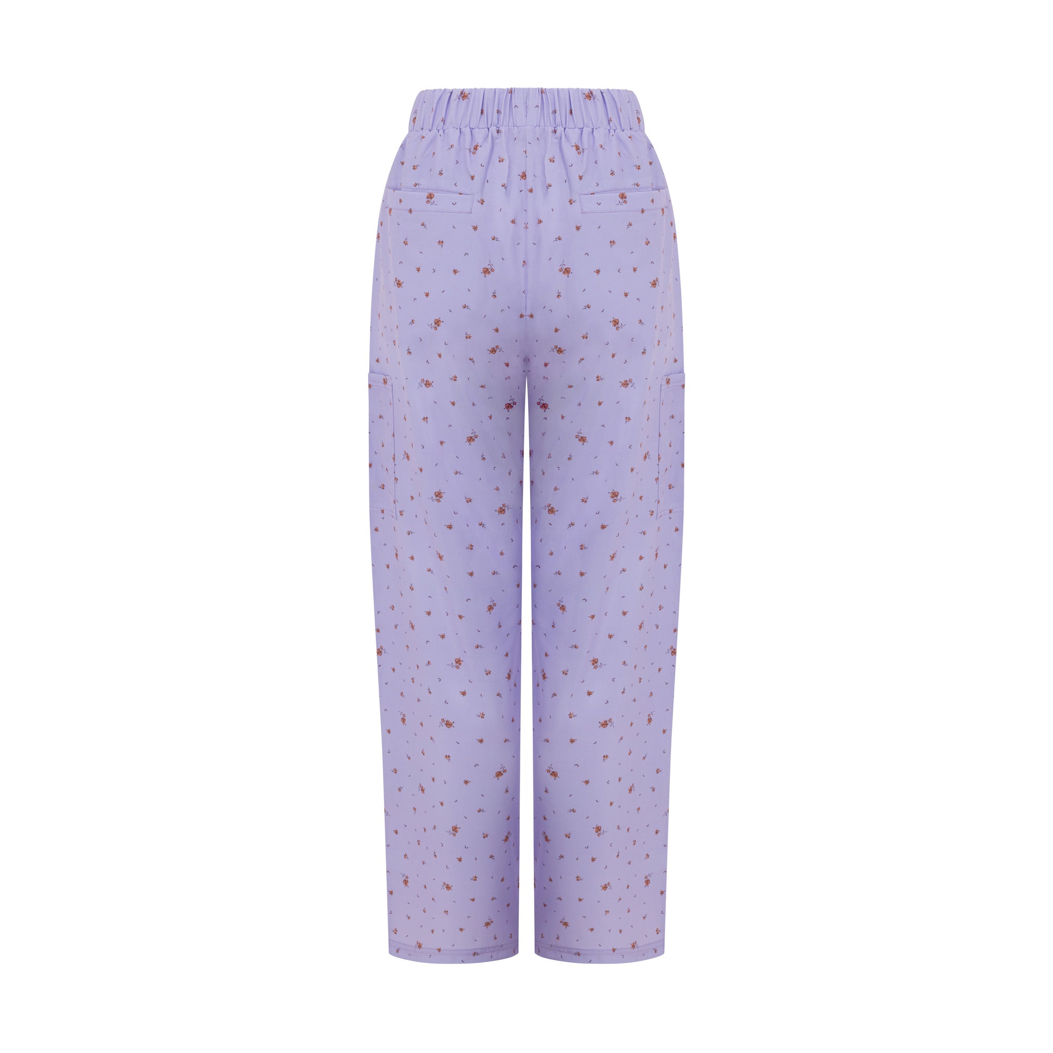 Back view of Hero Scrubs lilac printed women’s scrub pants