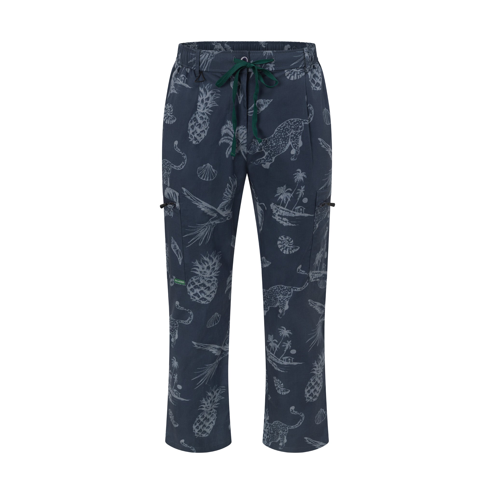 Midnight cotton scrub pants front view – jogger fit, drawstring waist, navy stretch medical pants