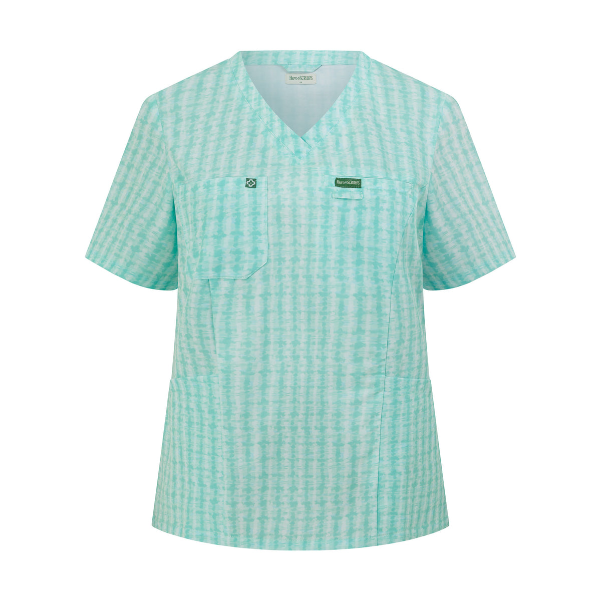 Front view of Hero Scrubs Mint women’s scrub top
