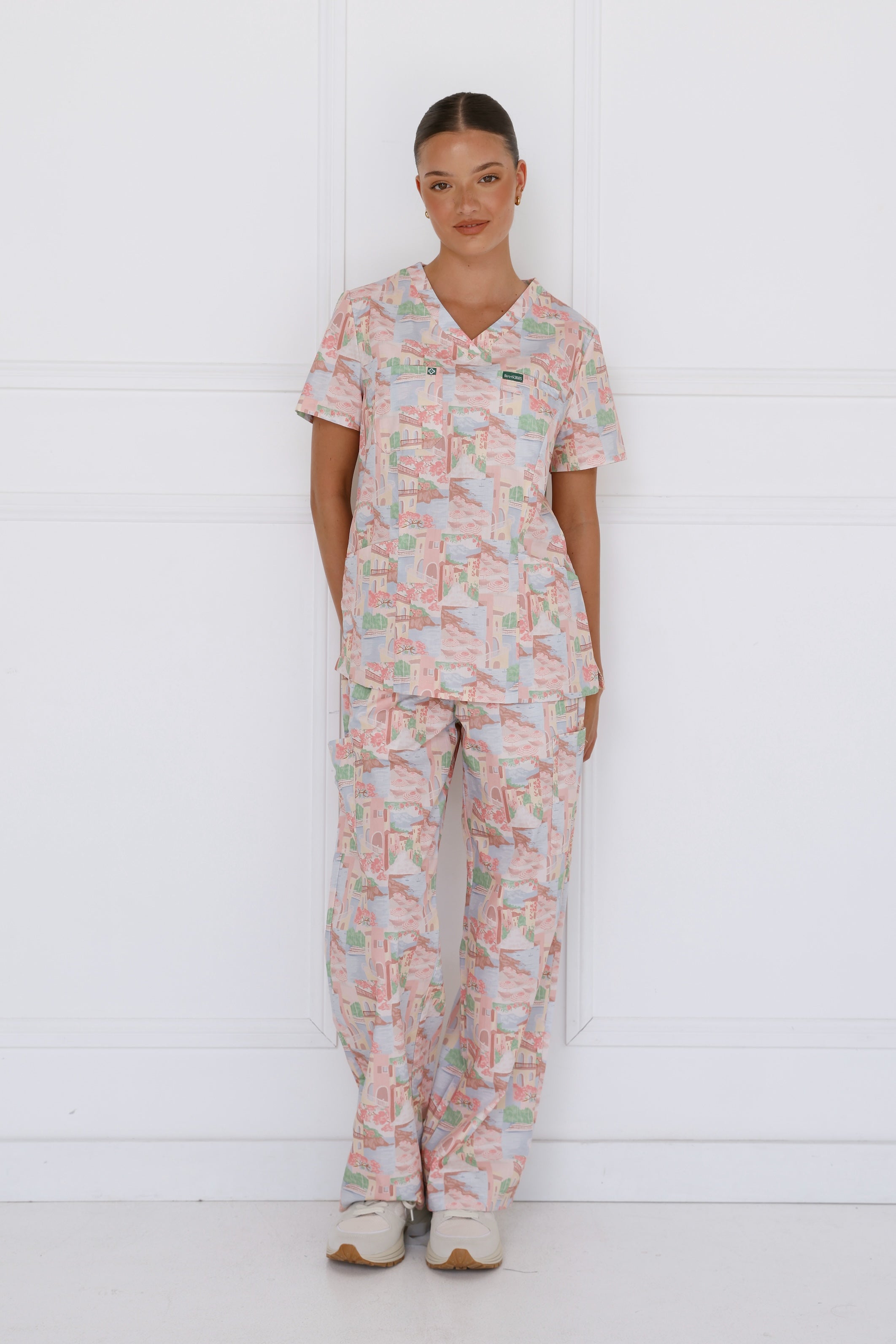 Riviera Women’s 100% Cotton Scrub Set - front view showing breathable cotton fabric and feminine fit